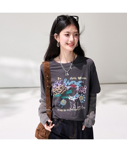 witch tシャツ 大人上品袖キラキラ切替Tシャツ レディース : ZOZOTOWN