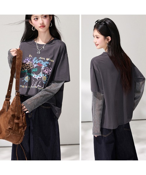 witch tシャツ 大人上品袖キラキラ切替Tシャツ レディース : ZOZOTOWN