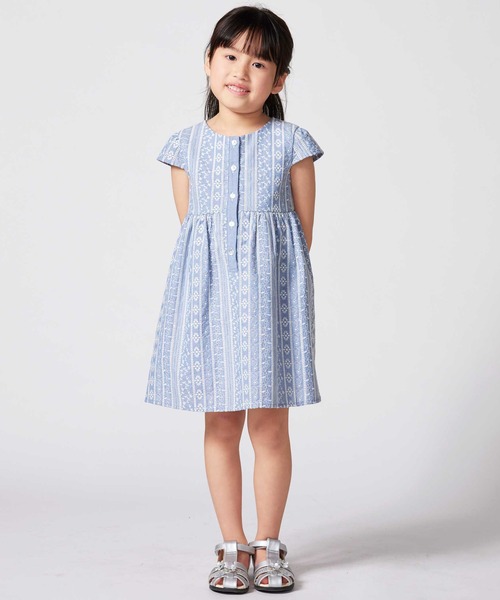 べべ　ワンピース BeBe（ベベ） ワンピース 「お揃い」シャンブレーレース刺しゅう