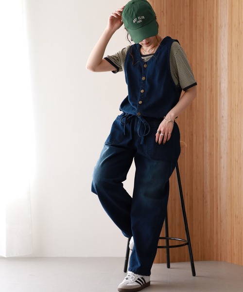 atONE（アットワン） サロペット オーバーオール デニムノースリーブ
