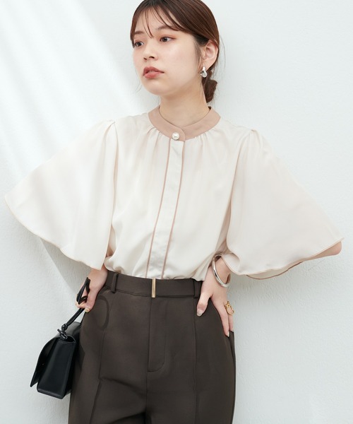 「natural couture」 半袖ブラウス FREE ベージュ レディース_画像4