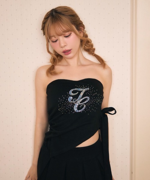 新品✨タグ付　D&G　ディーアンドジー　ベアトップ ドレス　フレア　Aライン　黒 TITTY＆CO.（ティティーアンドコー） セットアップ ストーンロゴベア