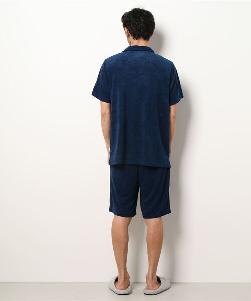 パジャマ 襟ありパイルルームウェア メンズ