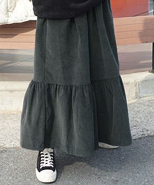 DAY CLOSET スカート 大人中厚手コーデュロイティアードフレアスカート