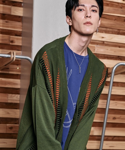 カーディガン 「NO ID.」Jacquard V-Neck Cardigan / ジャガード Vネック カーディガン メンズ