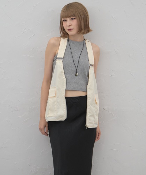 ベスト/ジレ 2WAY CRUSHED LEATHER SLEEVELESS TOP leimn ベスト ジレ 2WAYサスペンダートップス レディース : ZOZOTOWN