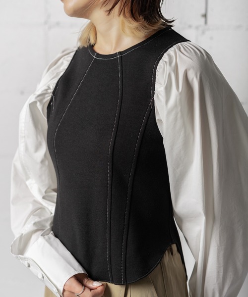 tシャツ GATHER SHIRT SLEEVE CUT TOPS レディース