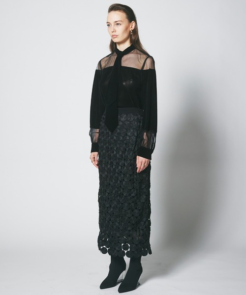 スカート 「AULA」ラウンドパターンレーススカート レディース  