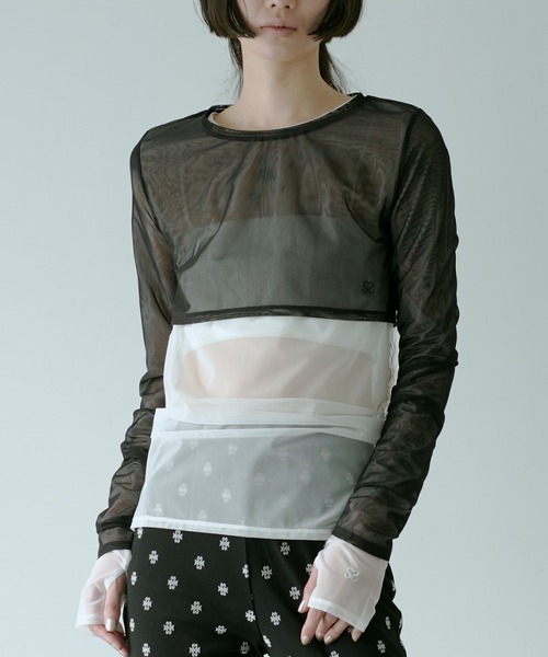 tシャツ Bicolor Power Net Layered T-shirt レディース