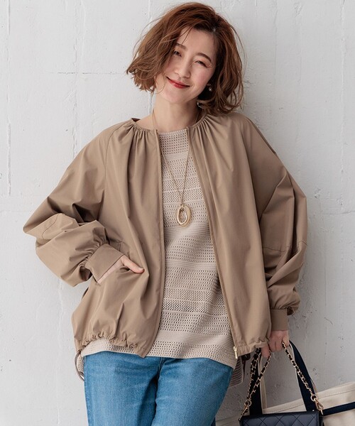 23区】ナイロン2WAYストレッチ ノーカラー ブルゾン/XSサイズ（32）