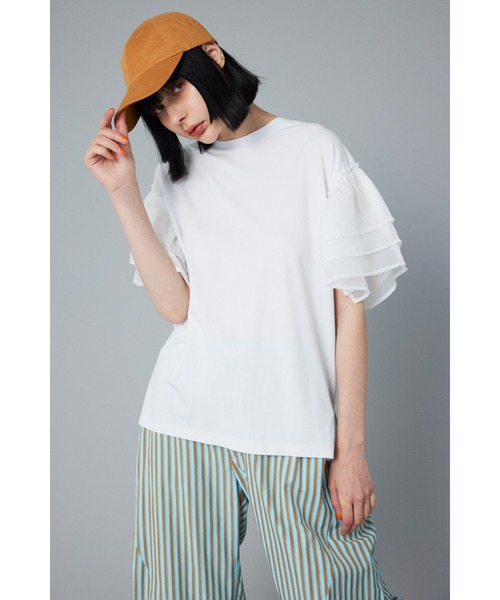 HeRIN.CYE tシャツ Frill sleeve tops フリルスリーブトップス