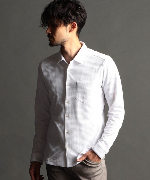 NICOLE CLUB FOR MEN シャツ ニットサッカーチェックシャツ メンズ