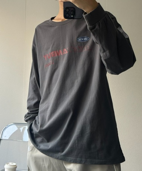 メンズ カジュアル ポートレートプリント 長袖Tシャツ 男女兼用 B.R.U tシャツ プリントグラフィック長袖Tシャツ メンズ