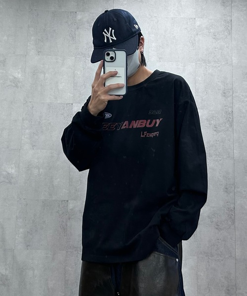 【関税込み】Birrot ベージュ Lay1 Boxy 長袖Tシャツ 刺しゅうボックスロゴTシャツ メンズ(S ベージュ): トップス