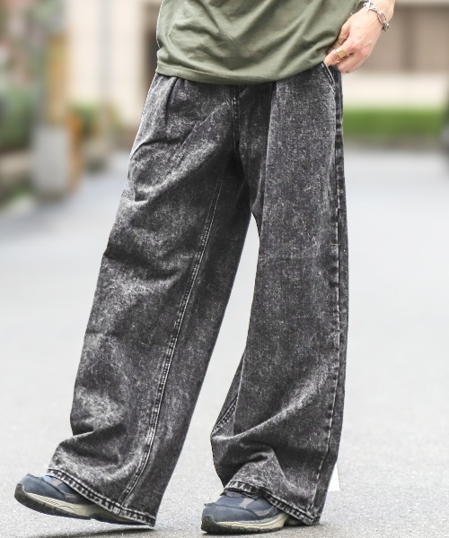 LUXSTYLE（ラグスタイル） ワイドパンツ ジーンズ ヴィンテージ加工