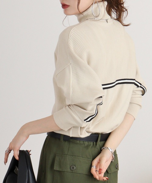 EGLANTINE（エグランティーヌ） ニット セーター ライン入りドルマン