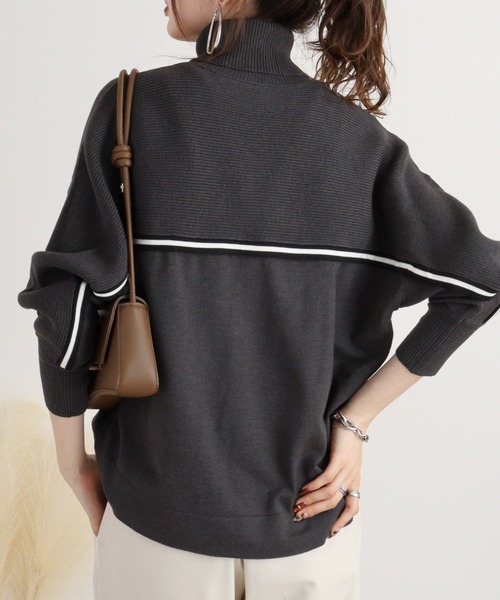 ニット セーター Eglantine ライン入りドルマンタートルニット レディース EGLANTINE ニット セーター Eglantine ライン入りドルマン