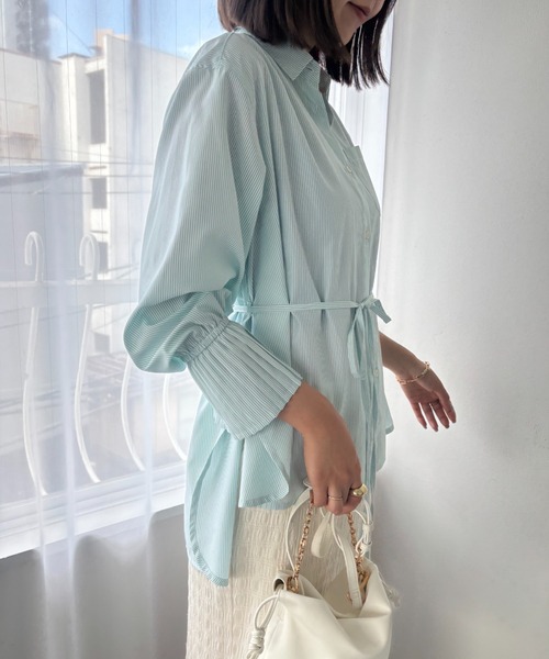 VIS（ビス） ブラウス シャツ 「洗える」プリーツスリーブフレアー