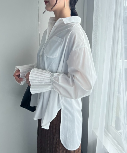 【送料込】新品未使用⭐︎ビースリー　 Aラインブラウス　Lサイズ VIS（ビス） ブラウス シャツ 「洗える」プリーツスリーブフレアー