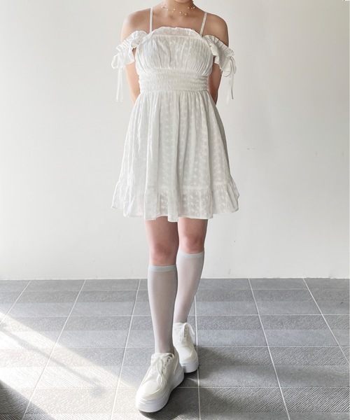 完売品　肩リボンミニワンピース　Ｆ　ホワイト one way ワンピース 2way肩リボンミニワンピース : ZOZOTOWN