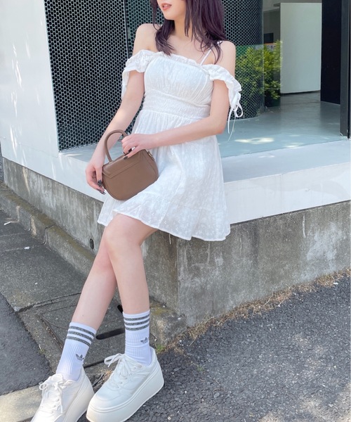完売品　肩リボンミニワンピース　Ｆ　ホワイト one way ワンピース 2way肩リボンミニワンピース : ZOZOTOWN