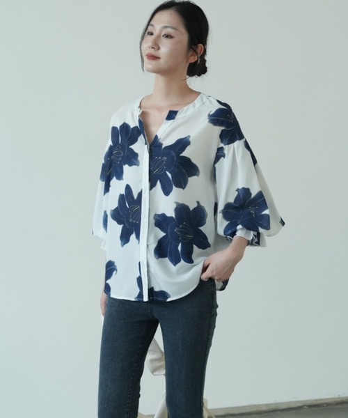 ブラウス シャツ 一枚で夏服コーデが完成！ふんわり軽やかバルーン 