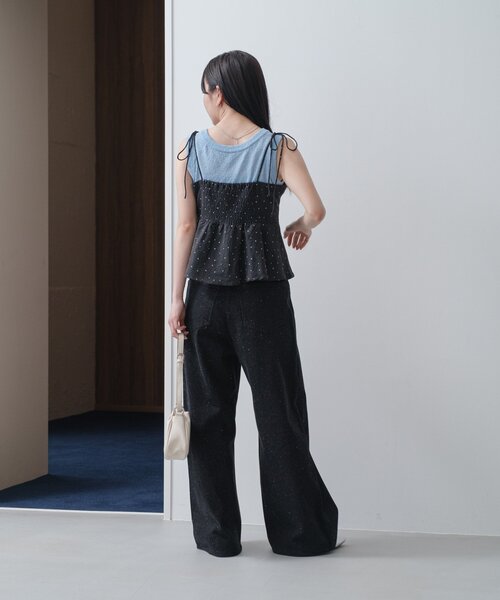 Kastane スーパーワイドネップデニムパンツ　ブルー　カスタネ 新色追加/低身長サイズ/2サイズ展開】スーパーワイドネップ