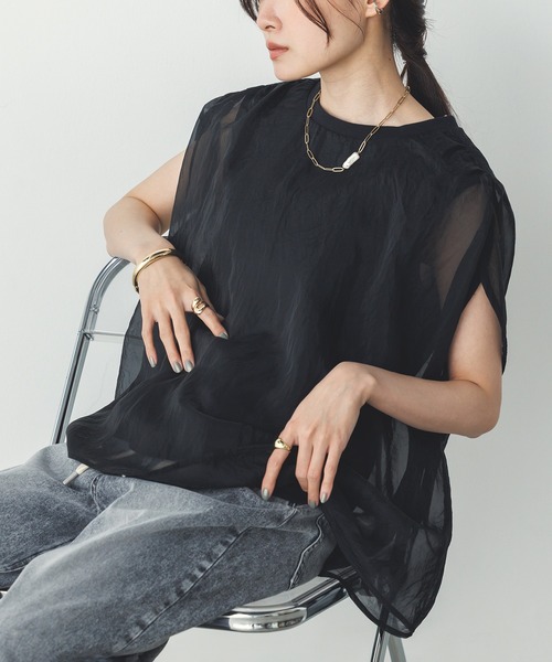 hunch（ハンチ） tシャツ ニュアンス シアーレイヤードトップス