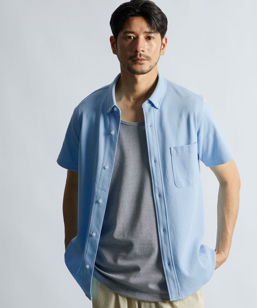 LANVIN en Bleu ポロシャツ 半袖 速乾・防シワ 「COOLFIBER」 台衿付