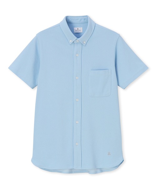 LANVIN 青 長袖ポロシャツ ジップアップ 4.4オンスドライ長袖ポロシャツ(ポケット付)[トムス/00335-ALP