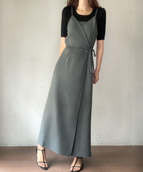 LAUIR（ラウアー） ワンピース カシュクールラップキャミワンピース
