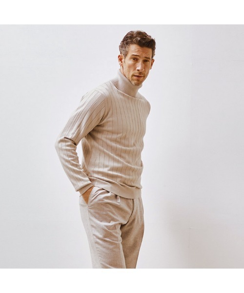 「g-stage」 タートルネックニット 50 アイボリー メンズ_画像7