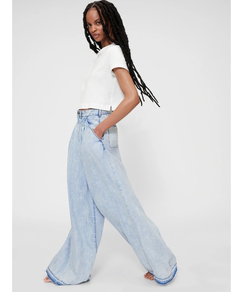 ★新品34100円giabs ArchivioBEAMS別注デニムトラウザパンツ SOMETHING×grove別注】LISAWIDE DENIM PANTS （デニムパンツ