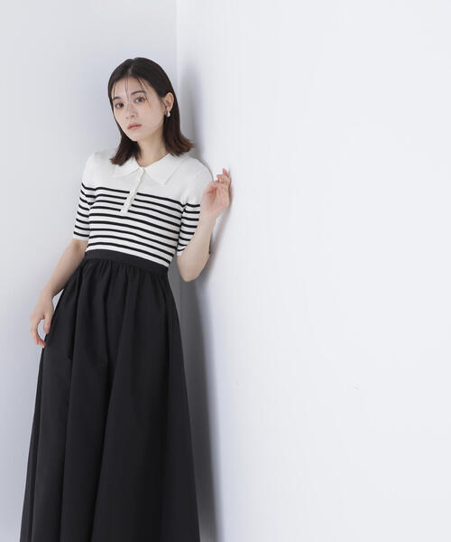 NATURAL BEAUTY BASIC ワンピース ポロカラードッキング