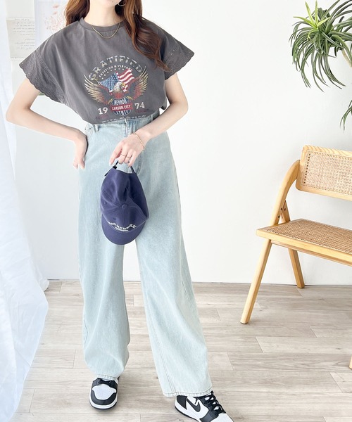 「Java」 半袖カットソー MEDIUM グレー レディース