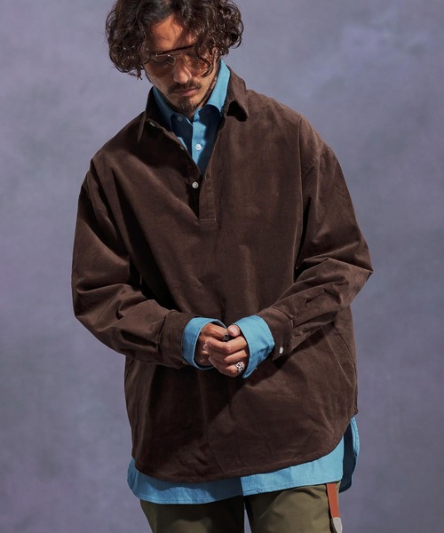【ネイビー】ストレッチ布帛オーバーシャツ <NATIVE> (MENS) Naive magic（ナイーブマジック） シャツ 「a」ナチュラルストレッチ