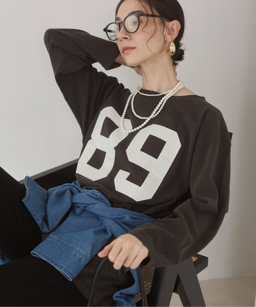 ANGIE tシャツ ナンバリング フットボール ロンT レディース