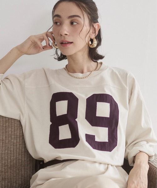 tシャツ ナンバリング フットボール ロンT レディース