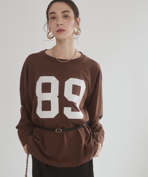 ANGIE tシャツ ナンバリング フットボール ロンT レディース