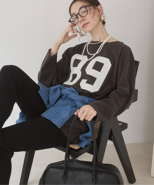 ANGIE tシャツ ナンバリング フットボール ロンT レディース