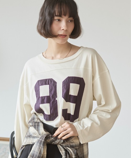 ANGIE tシャツ ナンバリング フットボール ロンT レディース