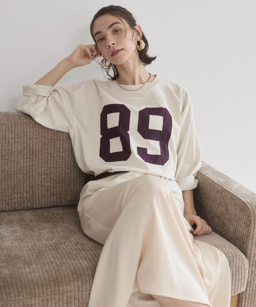 ANGIE tシャツ ナンバリング フットボール ロンT レディース