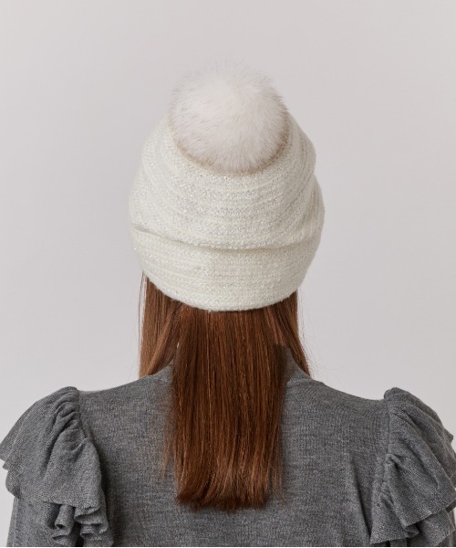 美品　Chapeau d' O グレー ニット帽　モヘア Chapeau d' O（シャポードオー） ニット帽 ニットキャップ Spangle