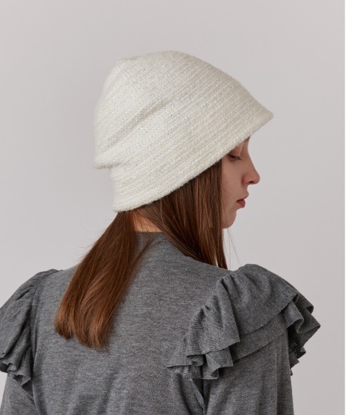 美品　Chapeau d' O グレー ニット帽　モヘア Chapeau d' O（シャポードオー） ニット帽 ニットキャップ Spangle