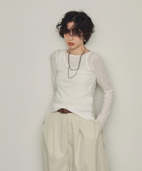 Trish（トリッシュ） tシャツ シアーテレコレイヤード風2WAYプル