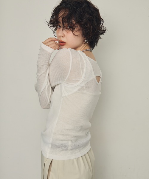 Trish（トリッシュ） tシャツ シアーテレコレイヤード風2WAYプル