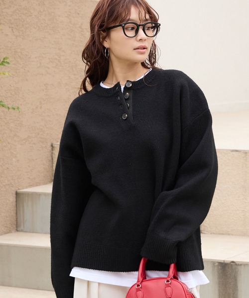 THE CRAFT CREW PRODUCTS ニット セーター ヘンリーネックジャガード