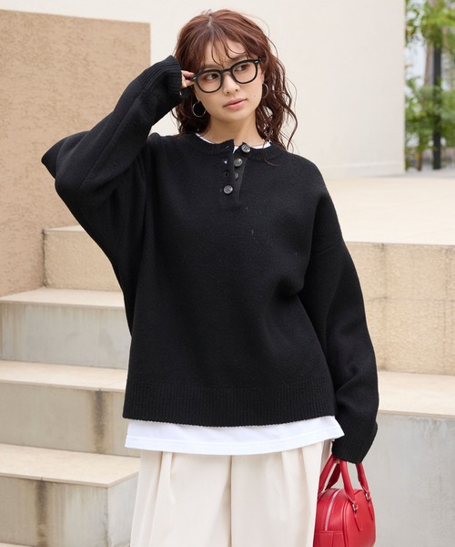 THE CRAFT CREW PRODUCTS ニット セーター ヘンリーネックジャガード
