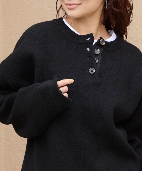 THE CRAFT CREW PRODUCTS ニット セーター ヘンリーネックジャガード