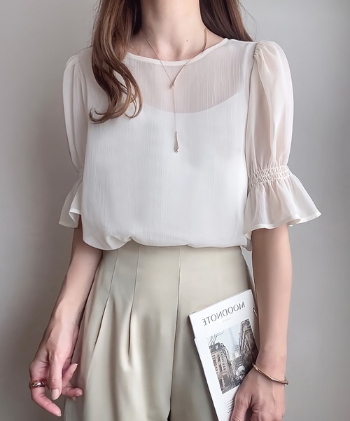 「FILLOU」 7分袖ブラウス MEDIUM アイボリー レディース_画像2